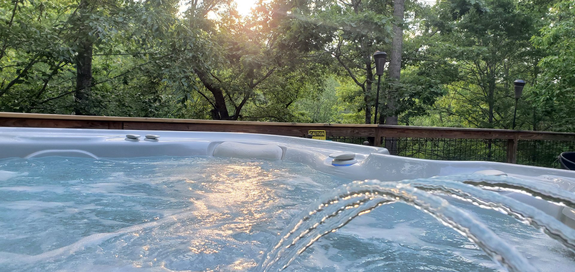 Hot tub jets at golden sunset