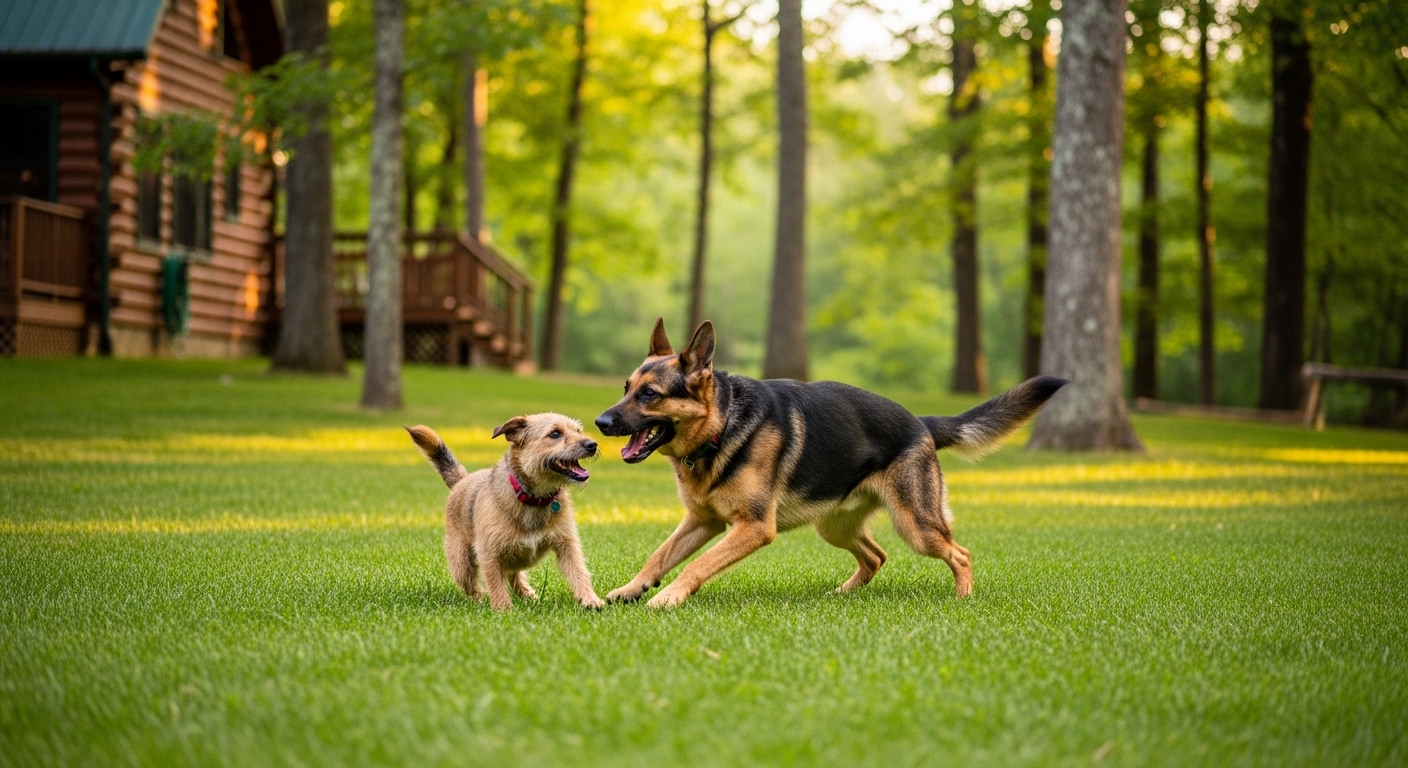 Dog cozy by the fireplace