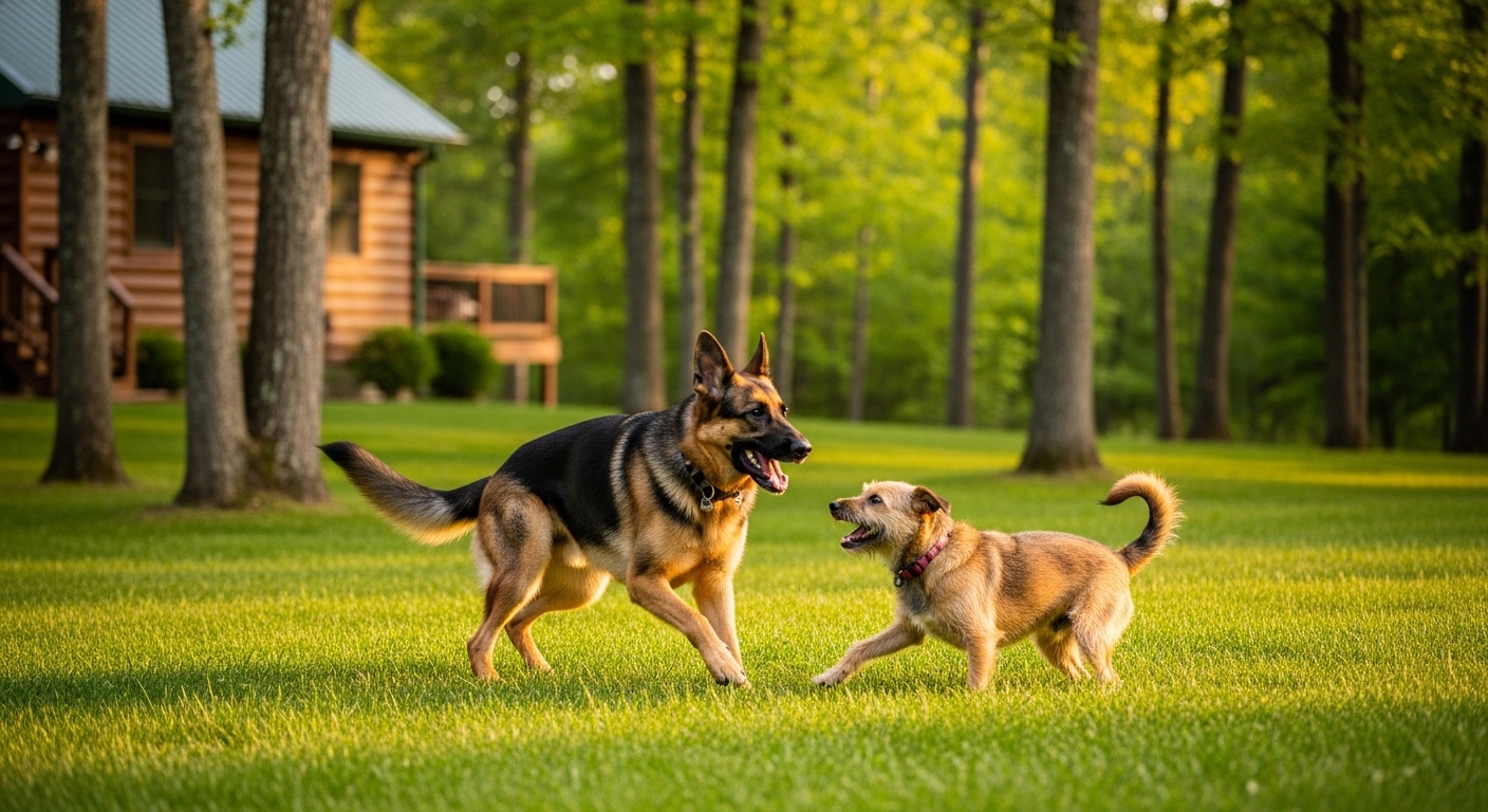 Happy dog on a mountain hike