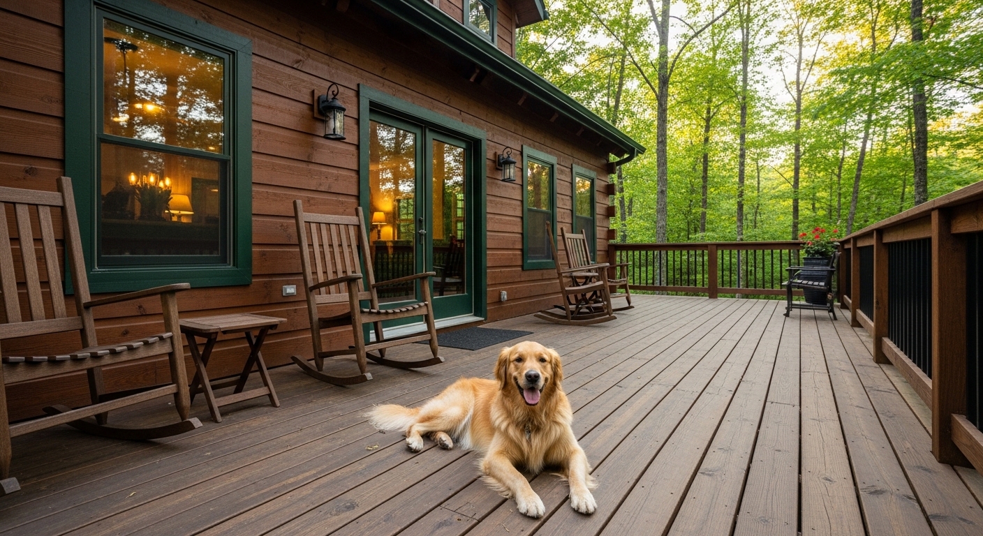 Dog exploring the mountain property